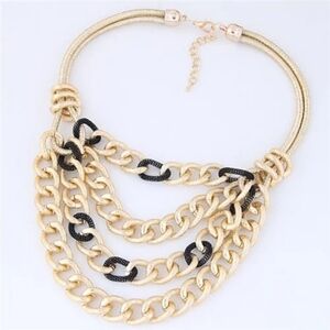 Chic Gold and Black Layered Necklace